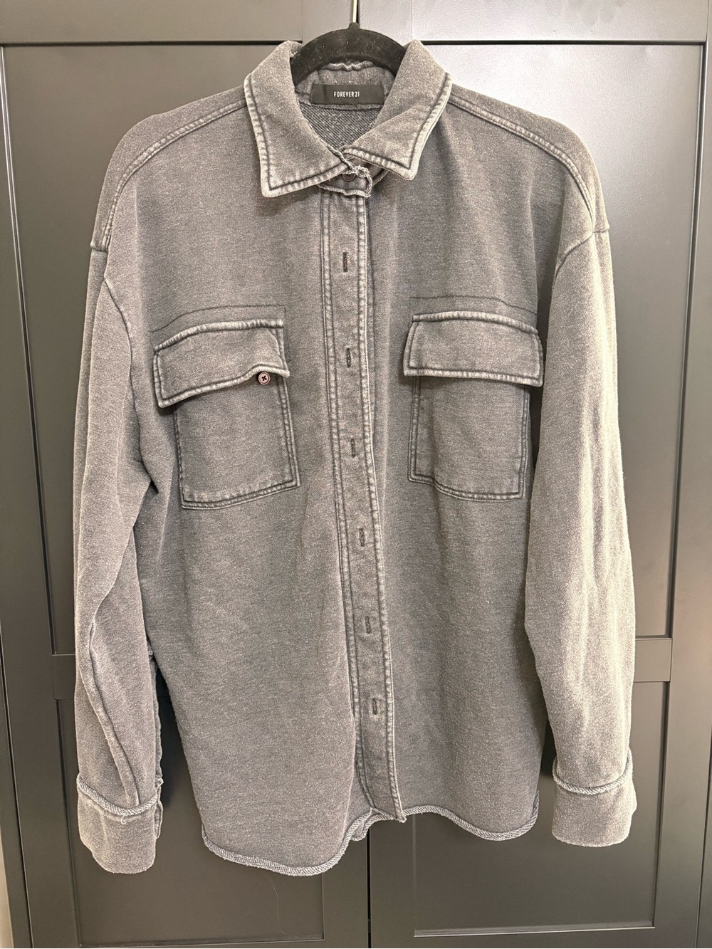 Forever 21 Women’s XL Washed Gray Shirt Jacket